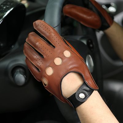 Customized brown leather driving gloves (2)