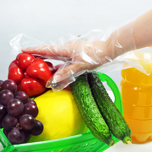 Hygienic kitchen cooking PE gloves (1)