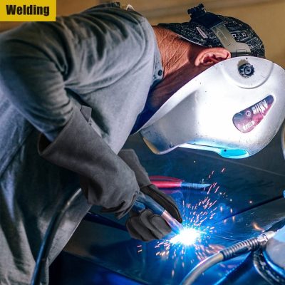 Manufacturer’s reinforced gray welding gloves (6)