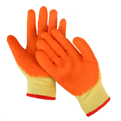 Orange latex coated cotton gloves (5)