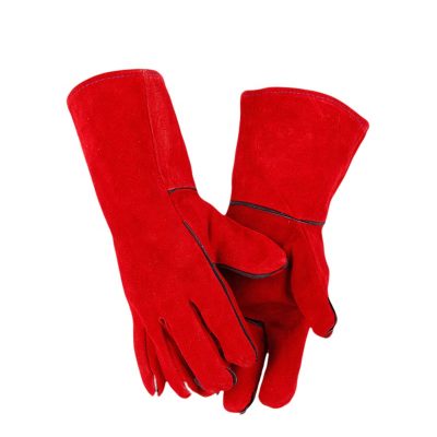 Red flame-retardant cowhide welding gloves (6)