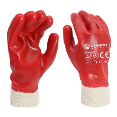Red pvc coated oil and water resistant gloves (4)