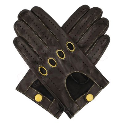 Summer thin black leather driving gloves (4)