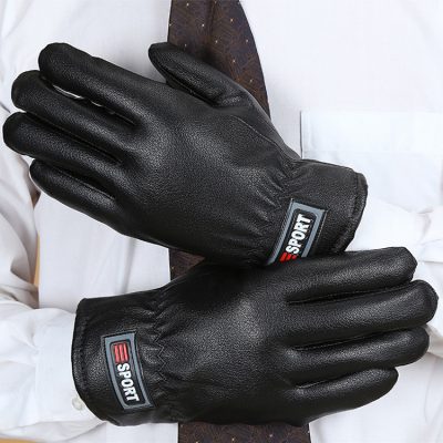 Windproof and warm faux leather gloves (6)