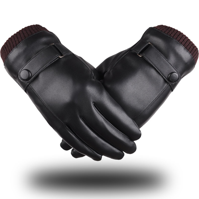 Winter PU waterproof leather gloves