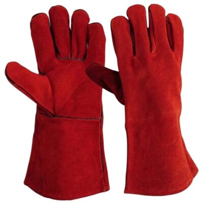 Blue cow leather welding gloves