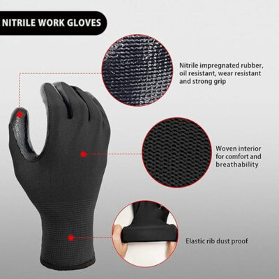waterproof nitrile safety work gloves
