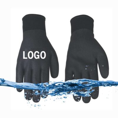 Waterproof black nitrile gloves