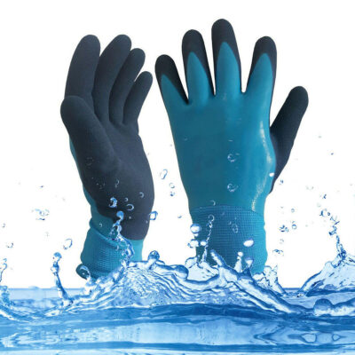 Waterproof black nitrile gloves