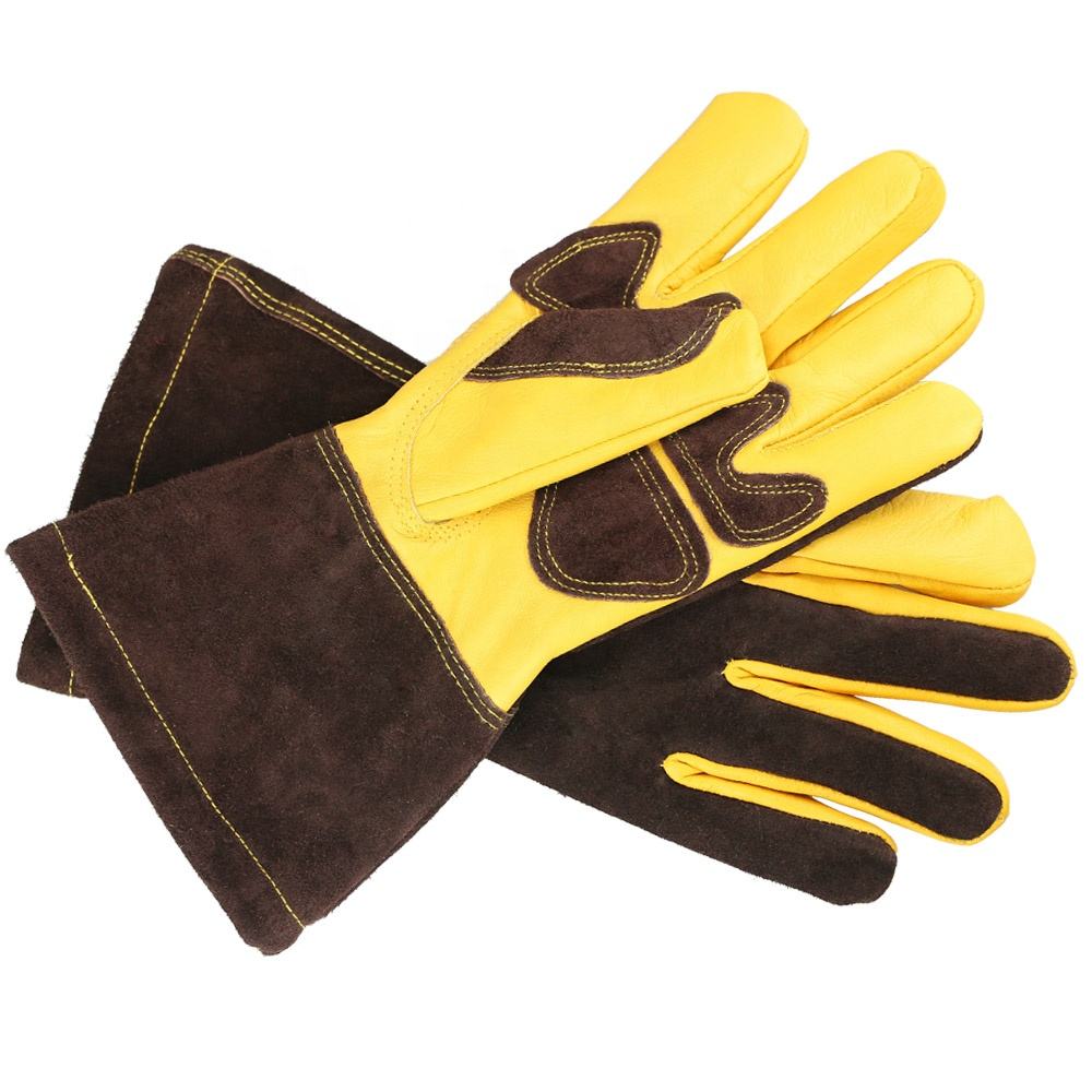 Heat Resistant Cow Full Grain Leather Welding Gloves Factory (5) welding gloves factory supply