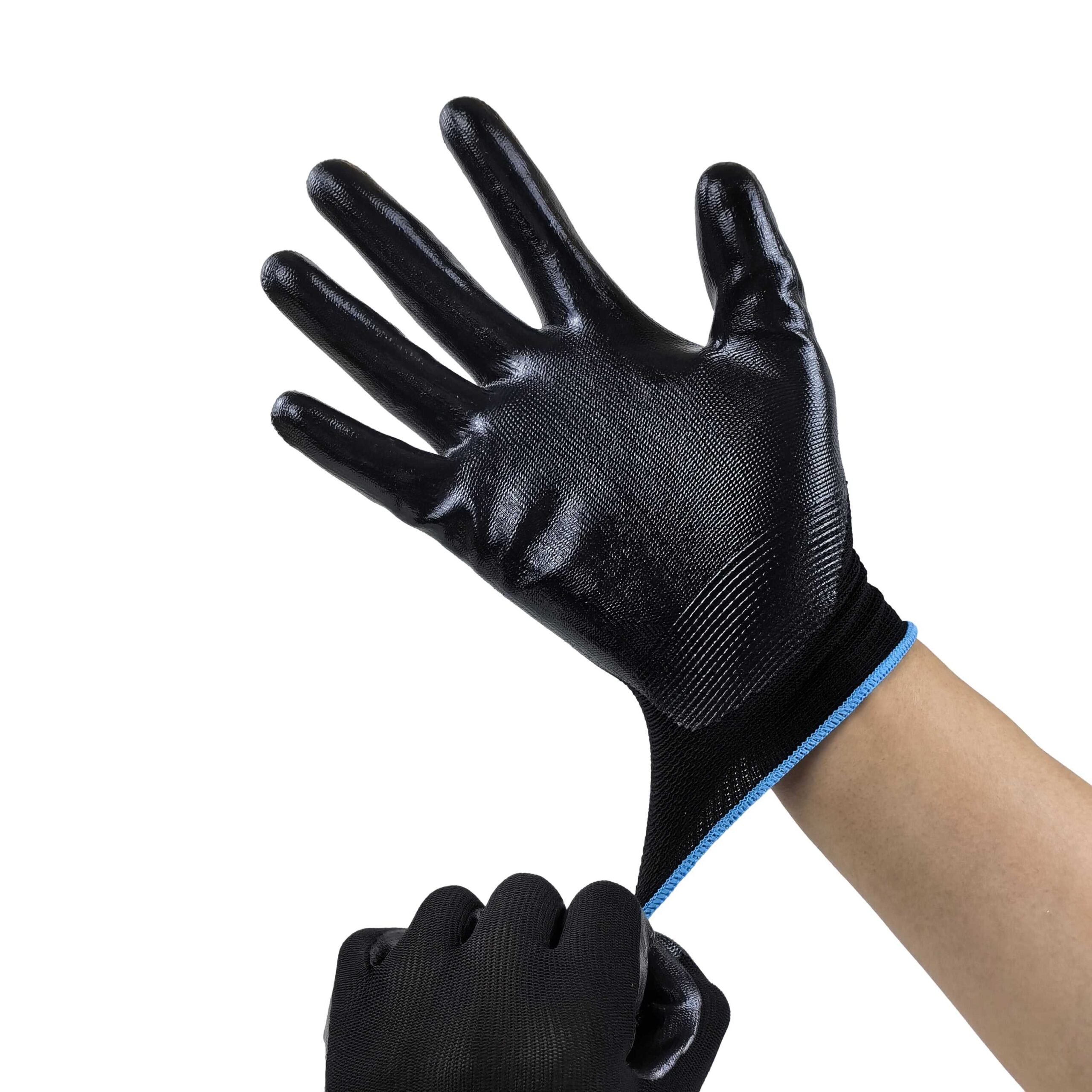 High Quality Black Nitrile Rubber Work Gloves Bulk (4) rubber work gloves bulk supply