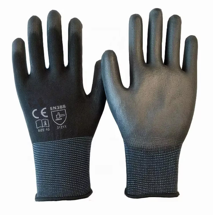 High Quality Black PU Coated Safety Work Gloves Factory (1) work gloves factory supply