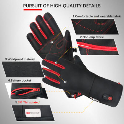 Waterproof heated motorcycle gloves