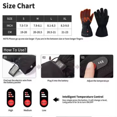 USB rechargeable heated gloves