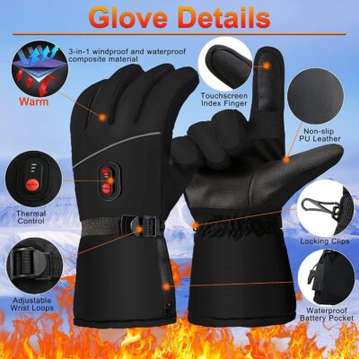 heated PU winter sport gloves