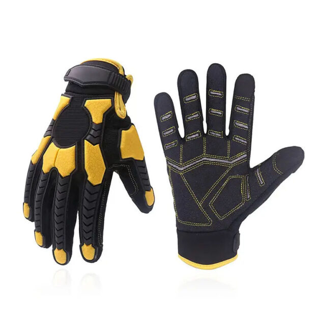 Black Leather TPR Mechanic Gloves