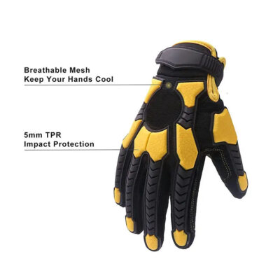 Black Leather TPR Mechanic Gloves