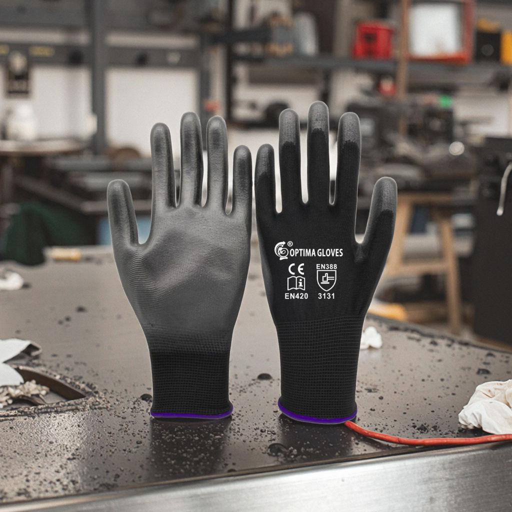 PU coated nylon work gloves for safety