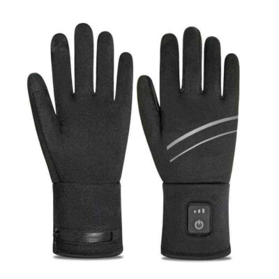 Heated waterproof leather ski gloves