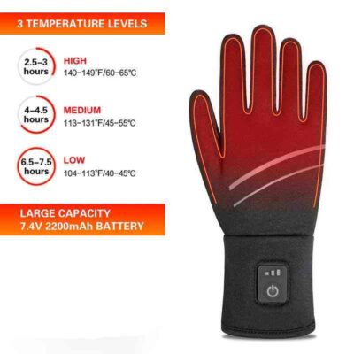 Heated waterproof leather ski gloves