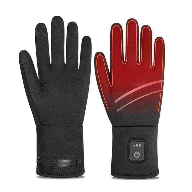 Heated waterproof leather ski gloves