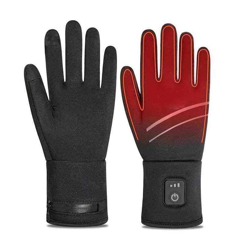 Heated Leather Waterproof Touchscreen Ski Gloves (5) Heated waterproof leather ski gloves