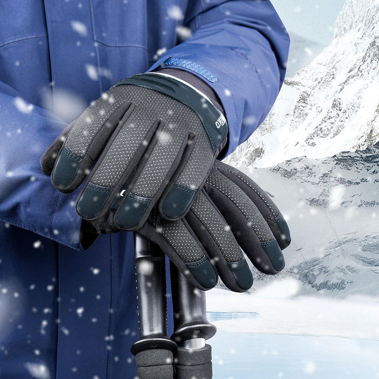 Waterproof warm winter ski gloves